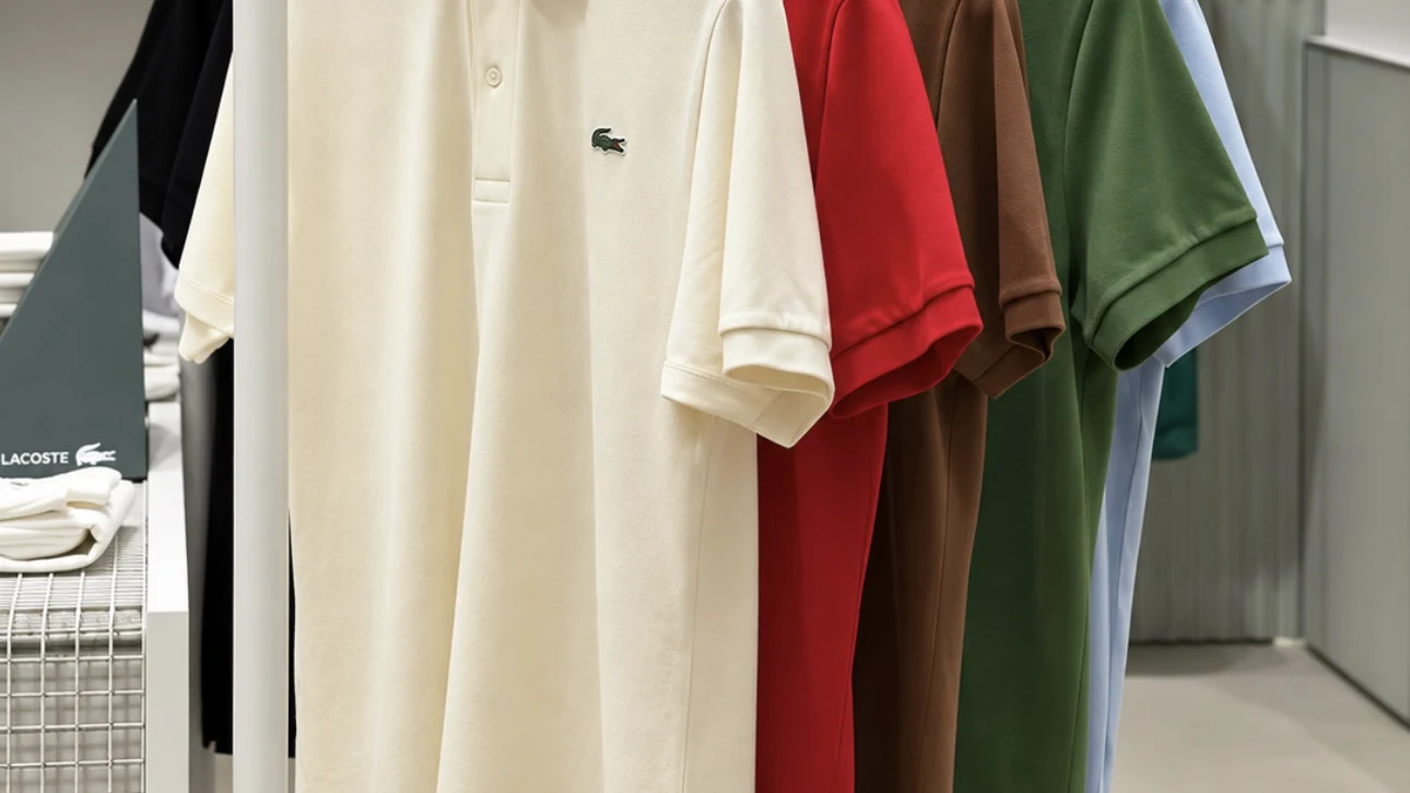 Lacoste polo shirts on a rail in an AVENUE boutique