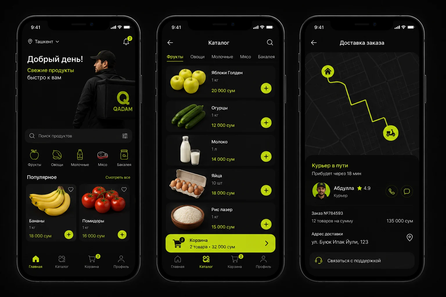 Тёмная тема приложения QADAM