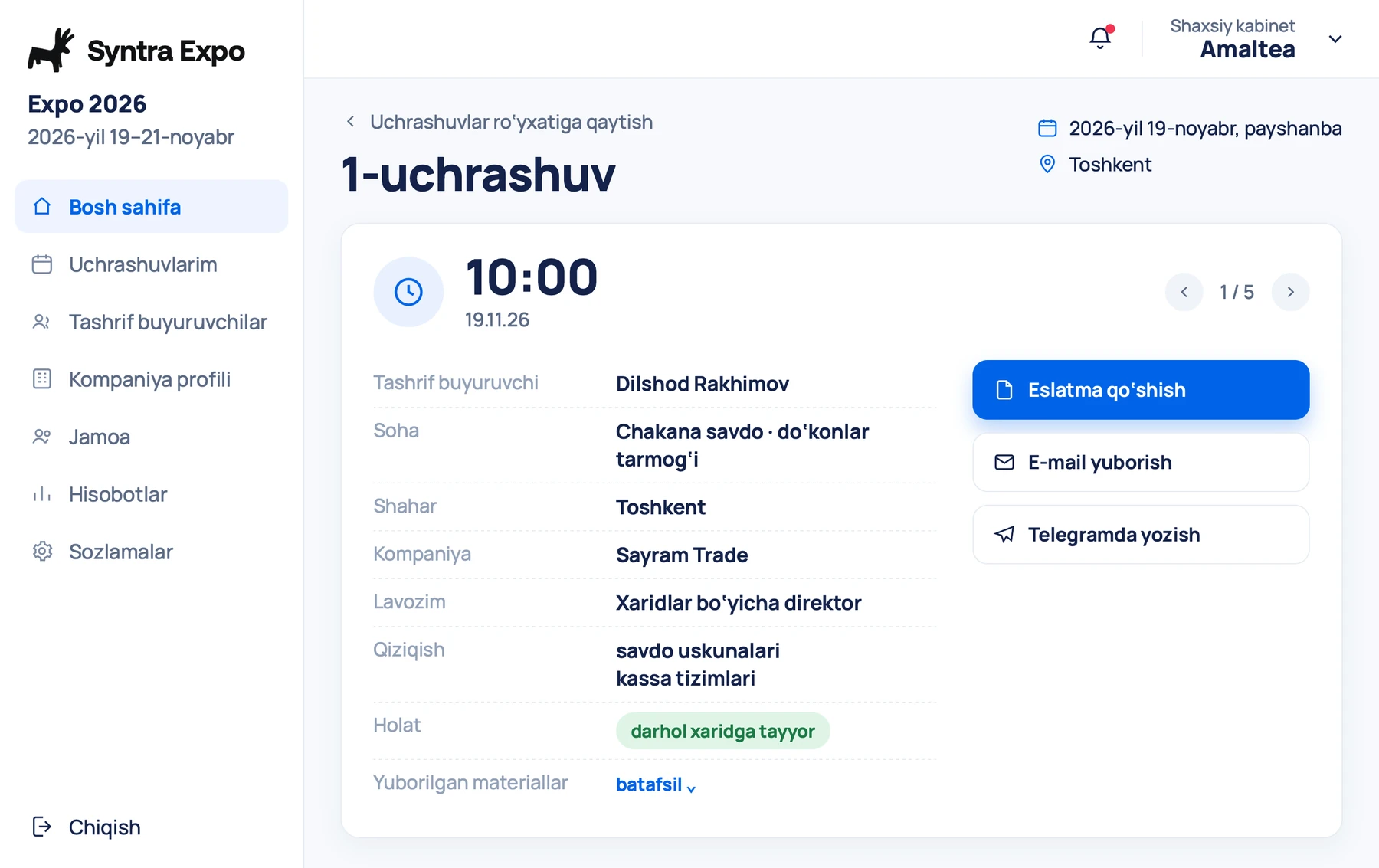 Uchrashuv kartasi: kim keladi va nimani izlaydi